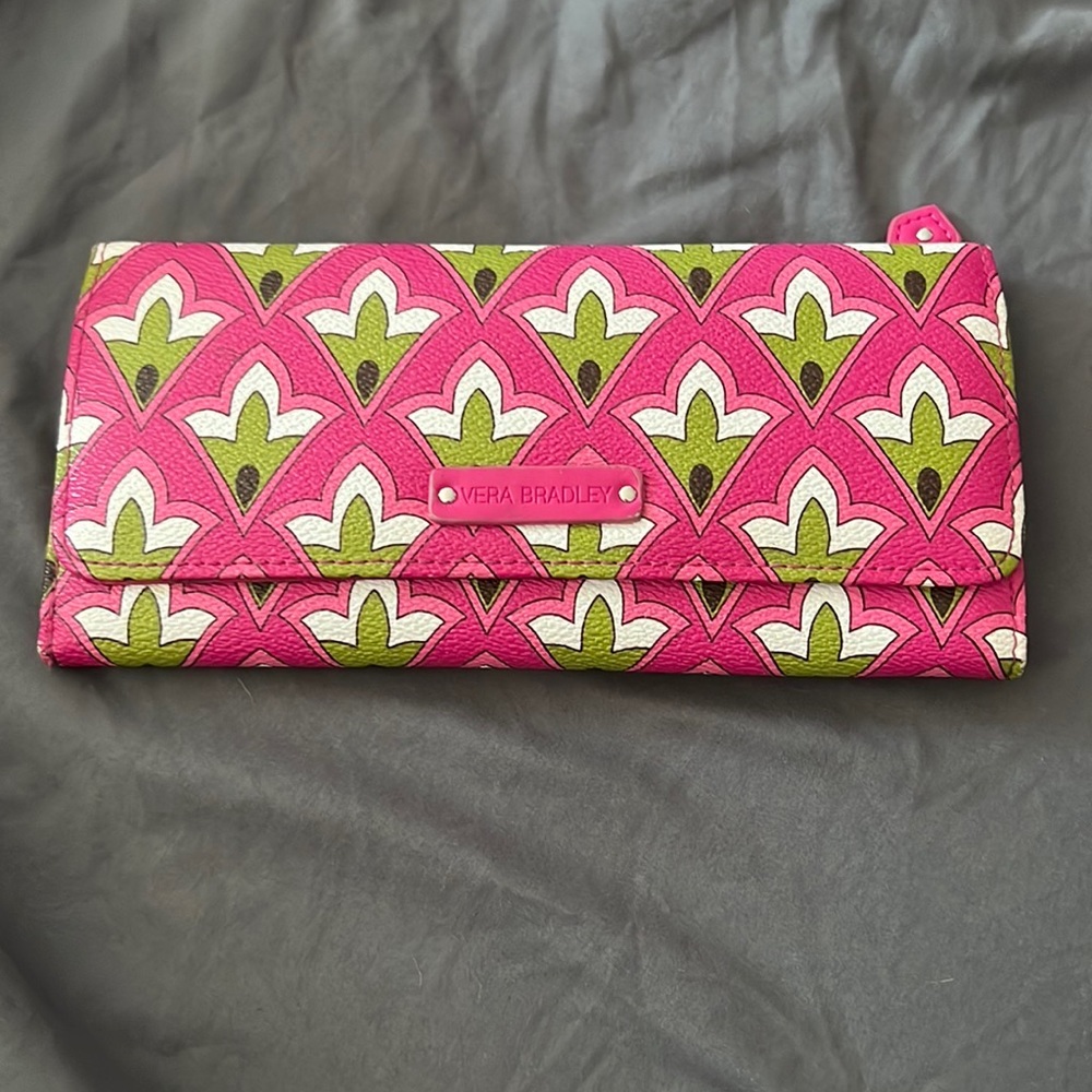 Vera Bradley Retired Pink Swirls Trifold Wallet